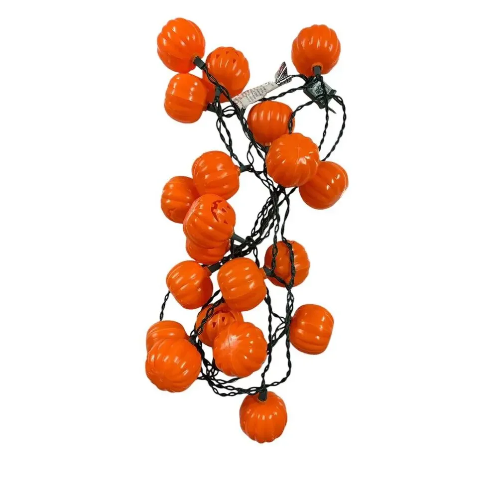 VTG EUC‎ 20 Electric Halloween Jack-o-lantern Blow Mold String Lights • Tested